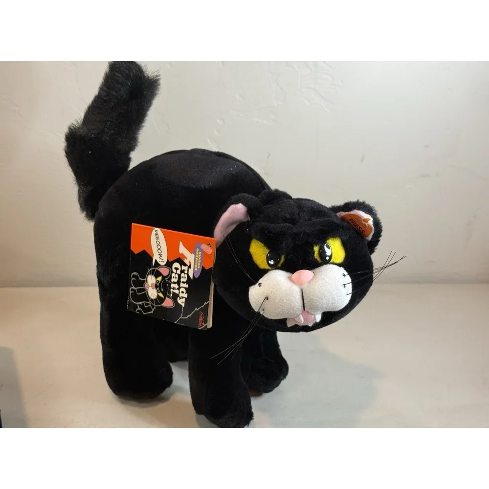1994 Gibson Greetings FRAIDY Black Cat Screaming Meow Halloween Plush NWT